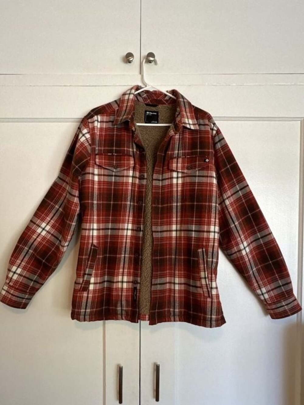 Marmot Red Plaid Sherpa Lined Flannel Button Down Shirt Jacket